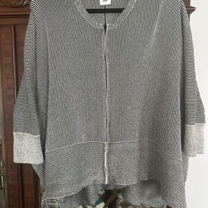 CAbi Black and White Striped Cardigan